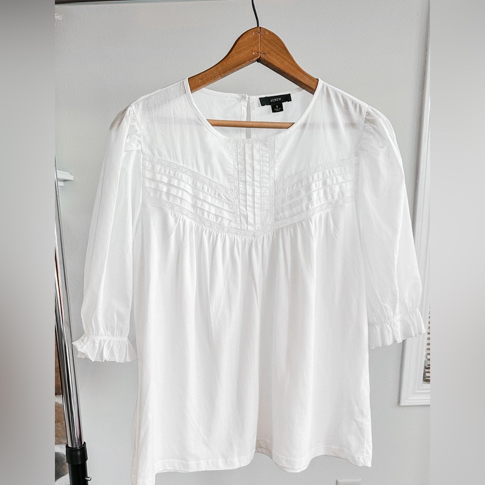White J.Crew Mixed Media Blouse (S)